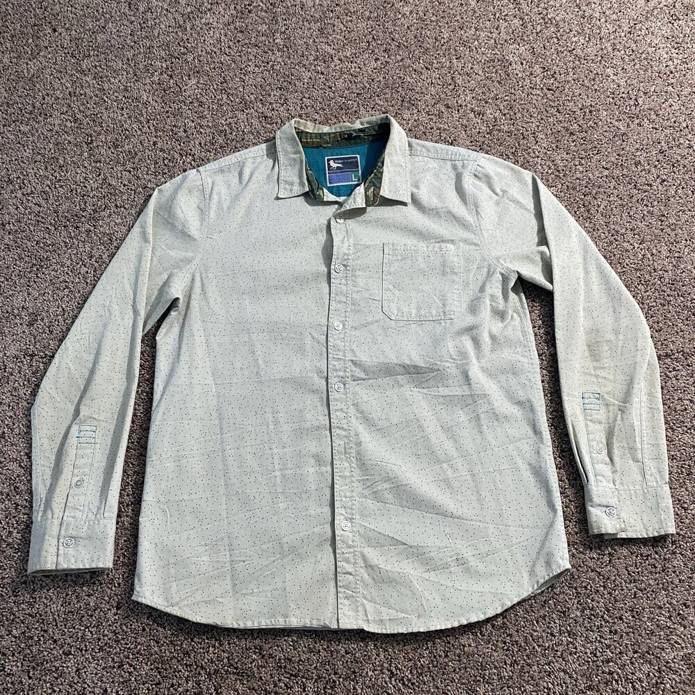 Modern Amusement White & Multicolor Thread Long Sleeve Flannel Button Shirt Sz L
